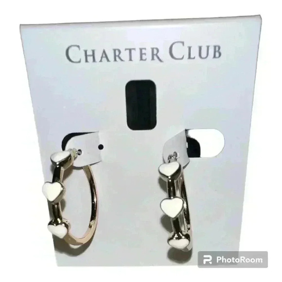 Charter Club Gold Heart Hoop Earrings - Picture 1 of 4